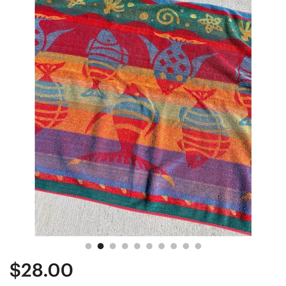 Fish Pattern Multicolor 1990’s Cotton Bath Towel